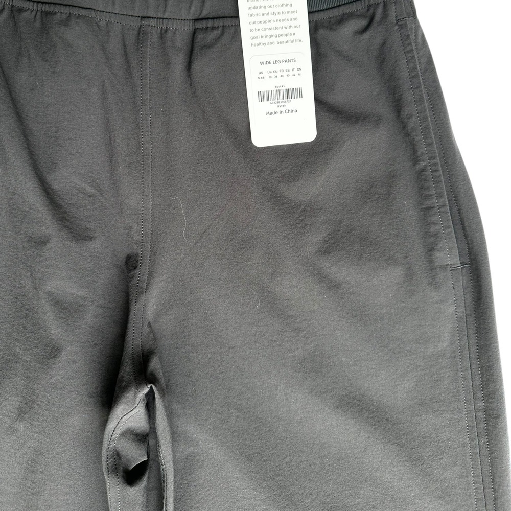 CRZ YOGA Wide Leg Pants Womens S Black Flowy Elastic Waist Pockets RS189